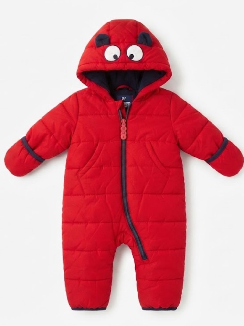 Wippette Kids 9M Red Quilted Hooded Baby One-Piece Footie Snow Suit Zips Up